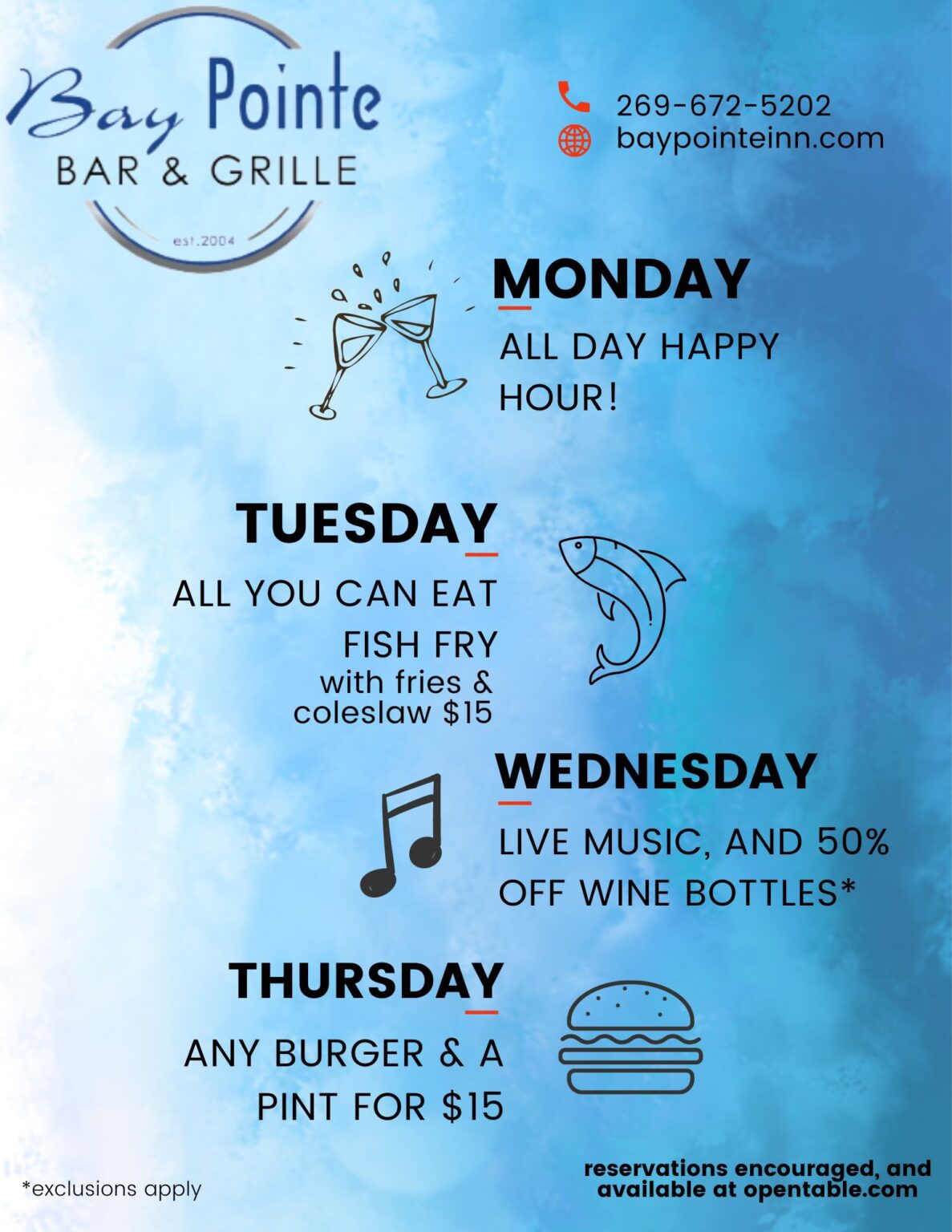 Bay Pointe Bar & Grille Happy Hour