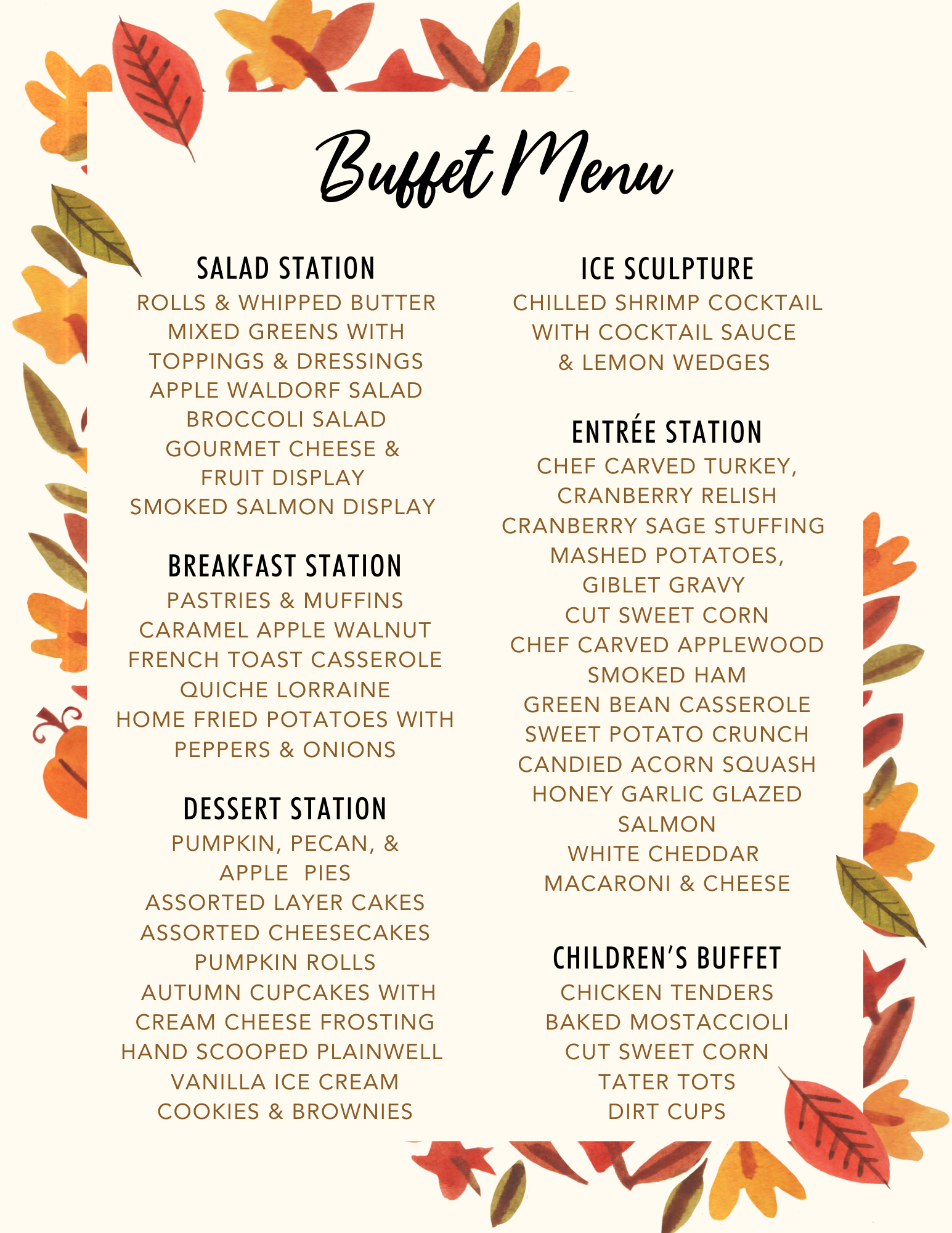 Thanksgiving 2025 Brunch Menu