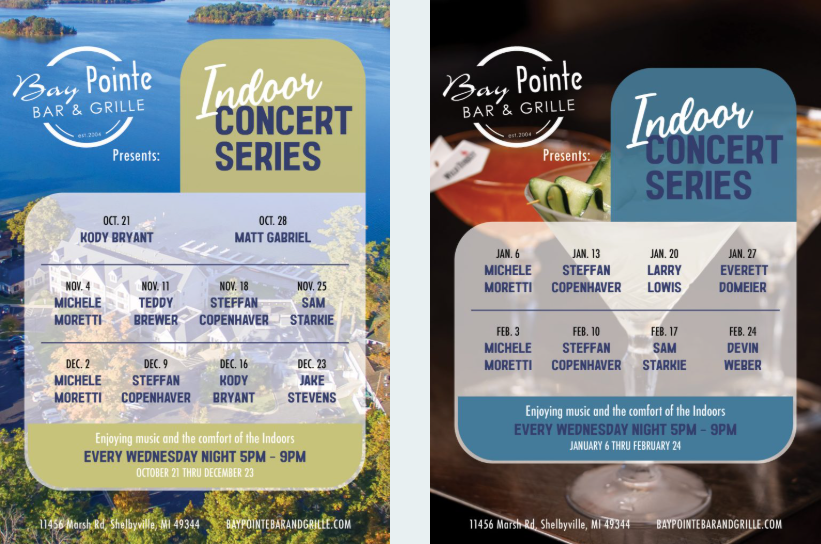 Indoor concert side by side